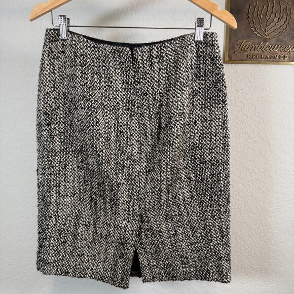 Women's Brooks Brothers Black Cream Tweed Straight Pencil Skirt Size 4 - Picture 5 of 8
